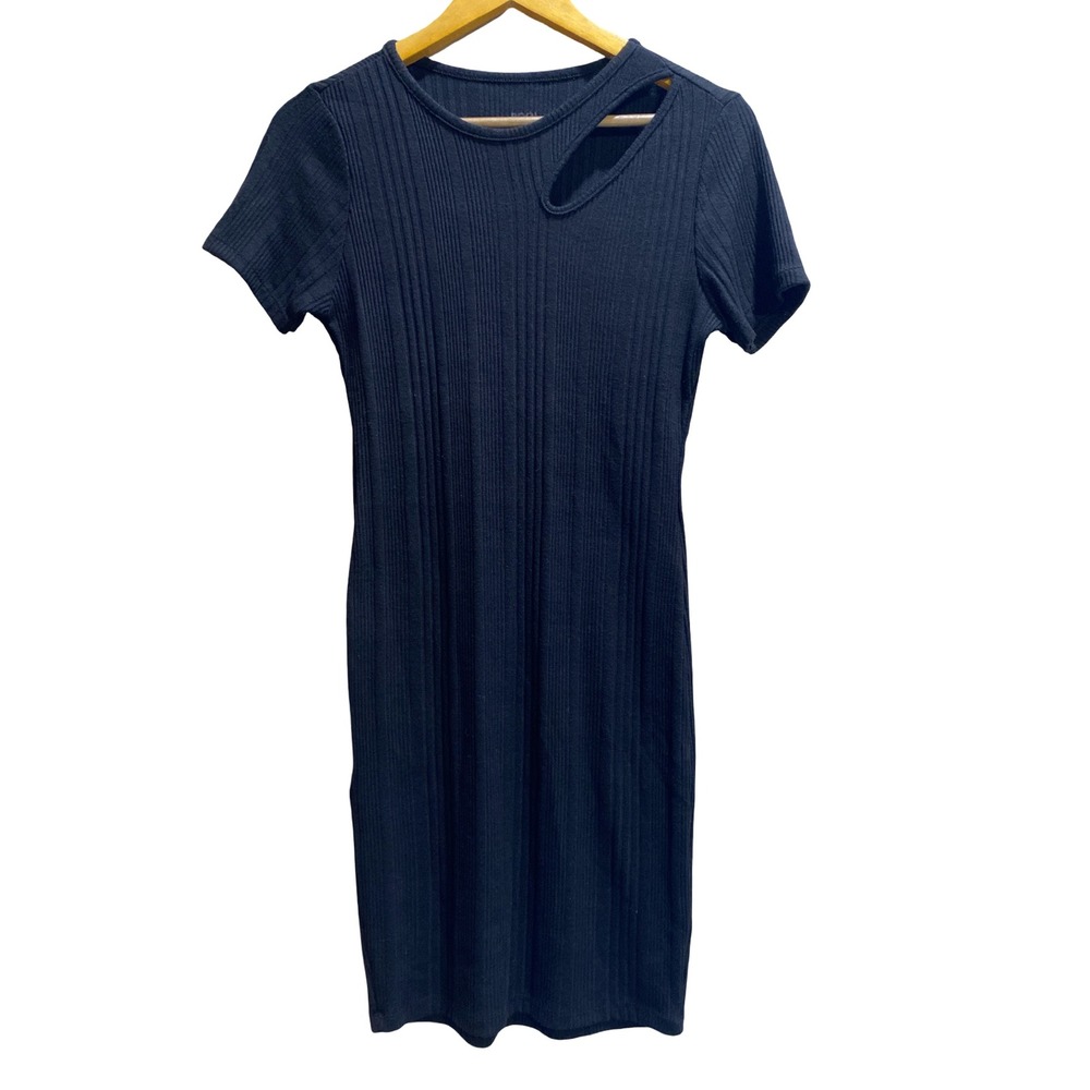 Pool Riachuelo Black Ribbed Cutout Short Sleeve Bodycon Mini Dress Medium Casual